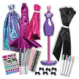 Monster High Fashion Designer Set DIY Doll Clothing Craft Kit for Kids with Stickers, Fabric, Sketchbook & Tools Creative Gift for Girls Ages 6+