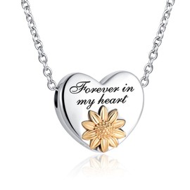 OutstandLong Sunflower Urn Necklaces for Ashes for Women Men, Forever in My Heart Cremation Jewelry Memory Necklace, Easter Keepsake for Women
