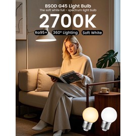 G45 LED Light Bulbs with E26 Base | 2700K Warm Soft White, Full Spectrum | 5W Eq 40W Appliance Bulbs for Refrigerator, Table Lamps, Home, Plants, Freezers & Chandelier (2 Warm White Bulbs)