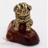 Solid Brass Amber Figurine of Chinese Shar-Pei Dog IronWork