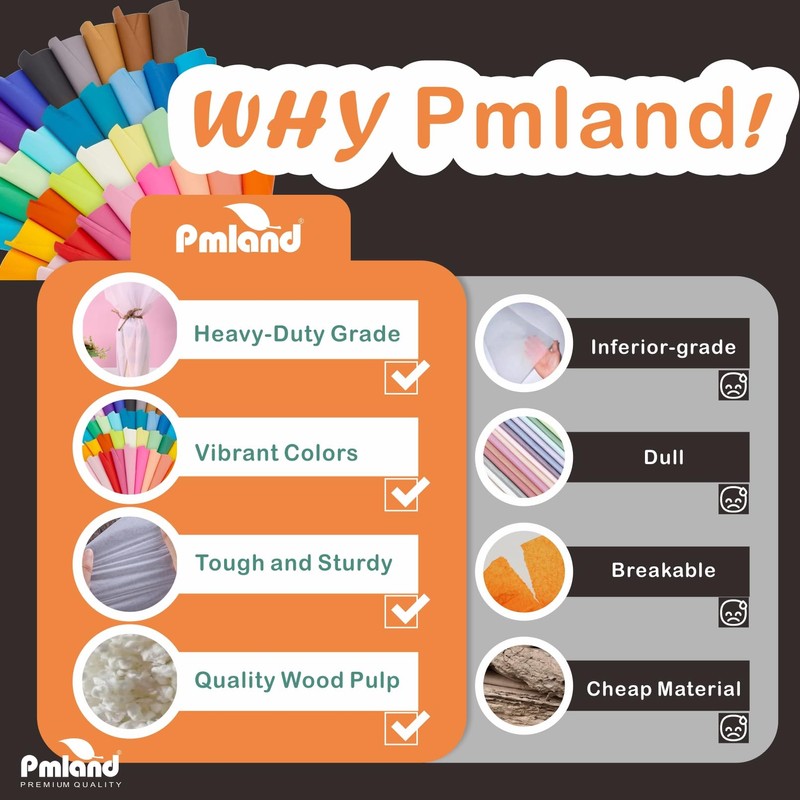 PMLAND Gift Wrapping Tissue Paper - Black and Orange- 20