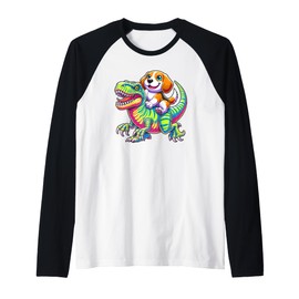 Dinosaur T-Rex Beagle Tyrannosaurus Rex Raglan Baseball Tee