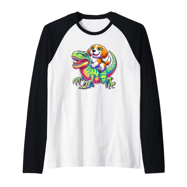 Dinosaur T-Rex Beagle Tyrannosaurus Rex Raglan Baseball Tee