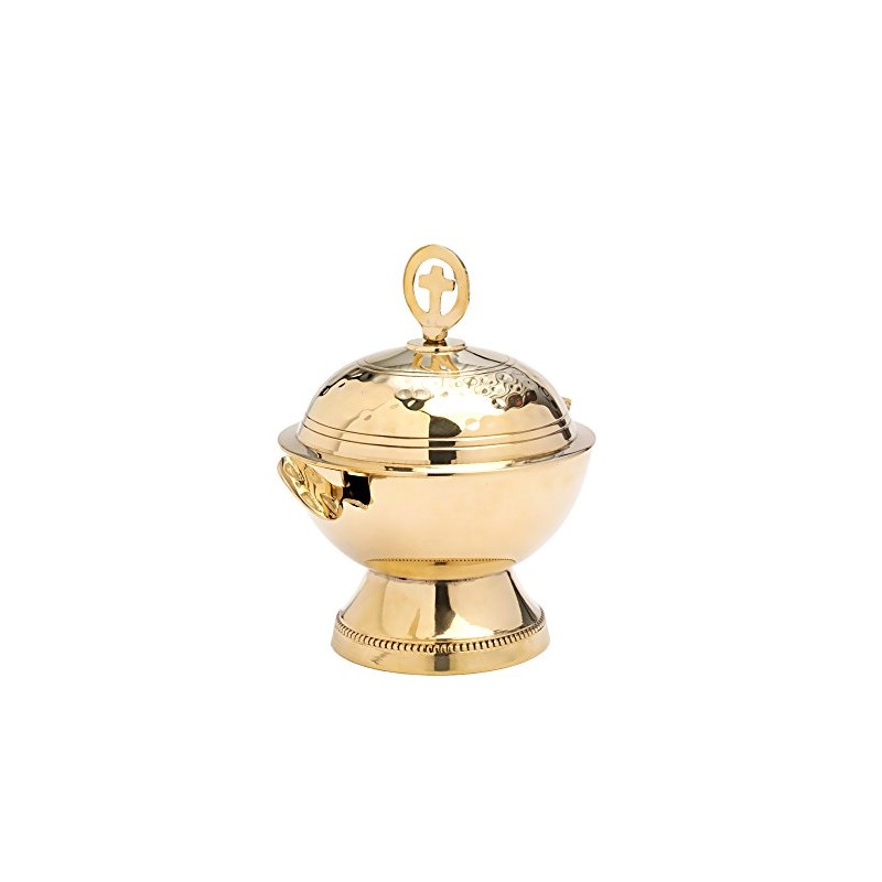 NKlaus Boat Cross Spoon Incense Barrel Storage Brass Gold Table