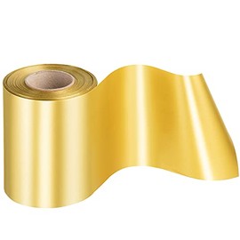 Outdoor Waterproof Ribbon Poly Satin Ribbon Floral Craft Decoration Aspidistra Ti Leaf Pattern Ribbon Christmas Easter Holiday Outdoor Decorating (Gold, 4 Inch x 30 Yards)