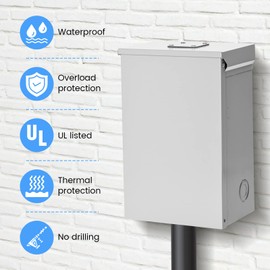 Well Pump Control Box, Briidea Control Box for 1.5 HP 230 Volt Deep Well Submersible Pump with 6 Preserved Holes, Weatherproof for Outdoor Use