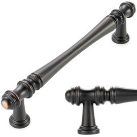KOOFIZO Classical Cabinet Pull - Oil Rubbed Bronze Furniture Handle, 5 Inch Screw Spacing, 10-Pack P30 for Kitchen Cupboard Door, Bedroom Dresser Drawer, Bathroom Hardware