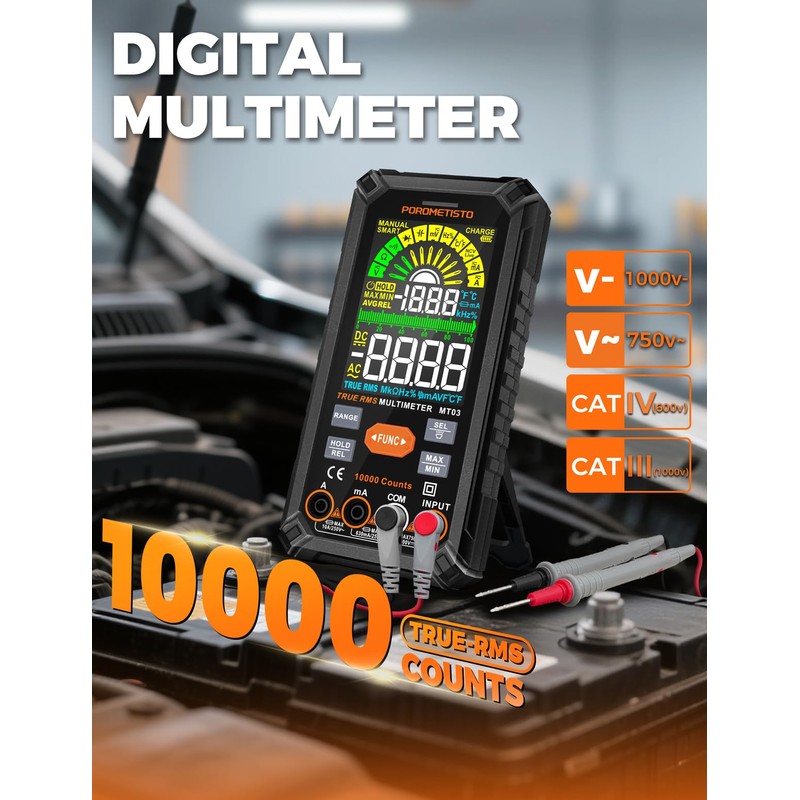 Smart Digital Multimeter Auto-Ranging,10000 Counts True-RMS