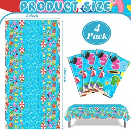 Tingjoo 4 Pcs Goodbye School Hello Pool Theme Tablecloth 54 x 108 Large Rectangle Table Cover Plastic Graduate Table Cover Disposable Rectangle 2024 Table Cloth Tropical Beach Pool Party Decoration