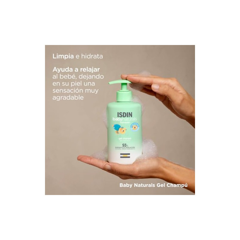 ISDIN Baby Naturals Shampoo para Bebé, con un 93% de
