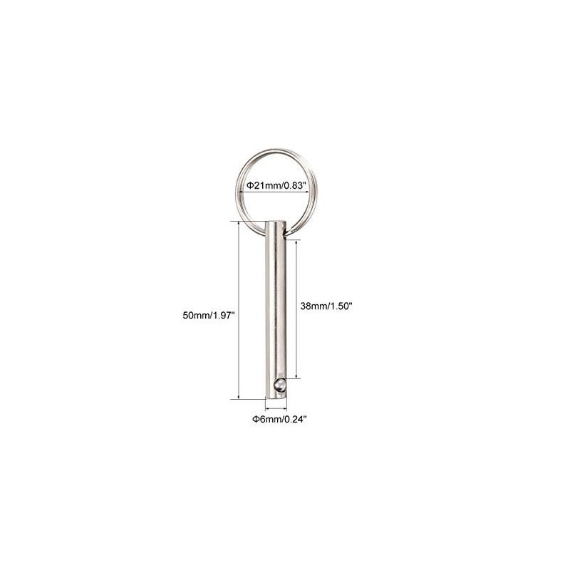 sourcing map Quick Release Pin 6mmX50mm Marine Hardware for Boat