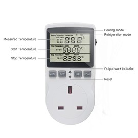 KETOTEK KT3100 Digital Thermostat Temperature Controller Socket Outlet 230V 16A Timer Switch Plug with 1.7m Sensor Heating Refrigerator Thermostat Regulator for Greenhouse Reptile Terrarium Home