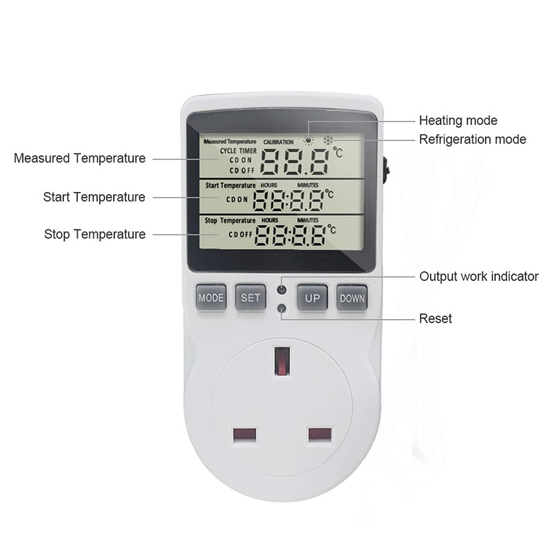 KETOTEK KT3100 Digital Thermostat Temperature Controller Socket Outlet 230V 16A