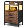 Night Stand Bedside Table Bedroom - Nightstand with Charging Station,