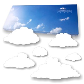 Imaggge.com Anti-Collision Stickers for Glass Doors (Clouds) – Prevents Birds or People Bumping into Windows, vinyl, white, Nuages Modèle 2 (Blanc)