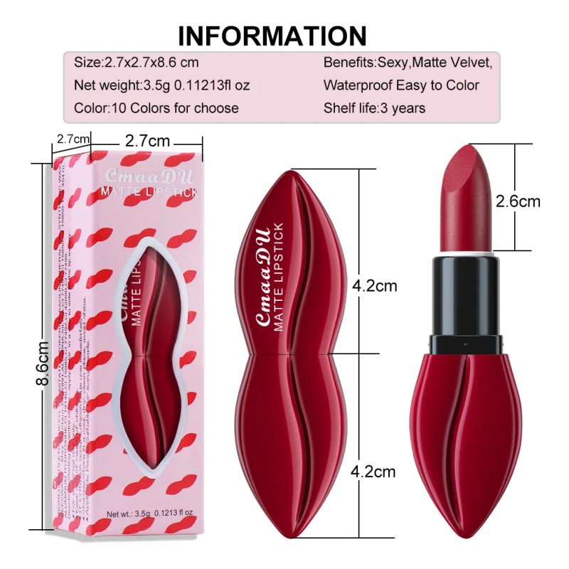 Labial-rojo Labiales Mate Larga Duración A Prueba De Agua