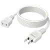 Extension Cord, 6.6 ft (2 m), White Outlet, 1 Socket,