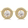 Crystal Cufflinks for Men CZ Cuff Links Sparkle Diamond Gold
