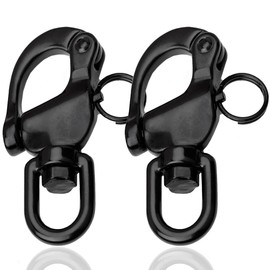 NECMETU Black Snap Shackle 316 Stainless Steel Swivel Shackle Sailing Halyard, Quick Release Snap Hook Boat Shackles Sailboat Hardware for Sailing Rigging Shackles (3-1/2 Inch - 2Pcs)
