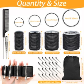 50 PCS Self Grip Hair Roller with Clips Big Hair Rollers with 4 Different Sizes of 60mm 48mm 36mm 25mm, Hair Curler Roller for DIY Long Medium Short Hair