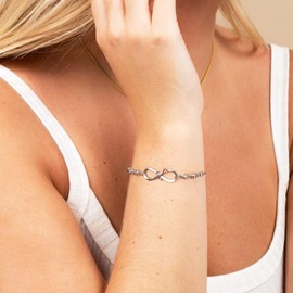 Ever Faith Infinity Bracelet for Women, Sparkly CZ Cubic Zirconia Rose Flower Link Bracelets Romantic Birthday Mothers Day Jewelry Gift for Daughter Granddaughter