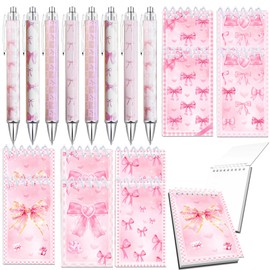 BACH AND BOOZY Pink Bows Ballpoint Pens Coquette Bow Ballpoint Pens Black Gel Ink Coquette Aesthetic Pens Notebook for Journaling Office Supplies