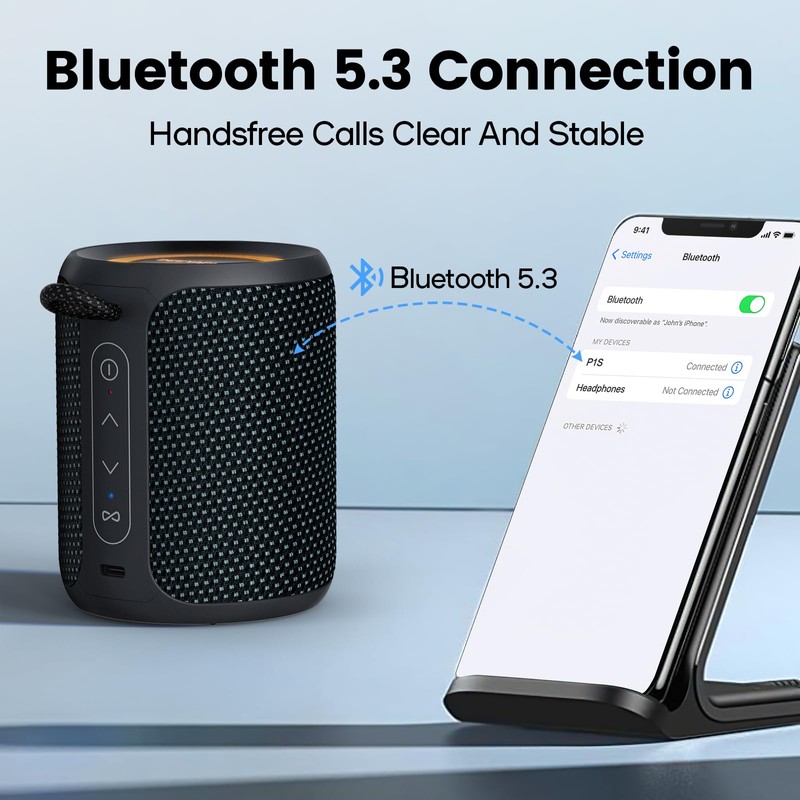 Deeyaple Portable Bluetooth Speaker, IP67 Waterproof Mini Bluetooth Speaker Wireless