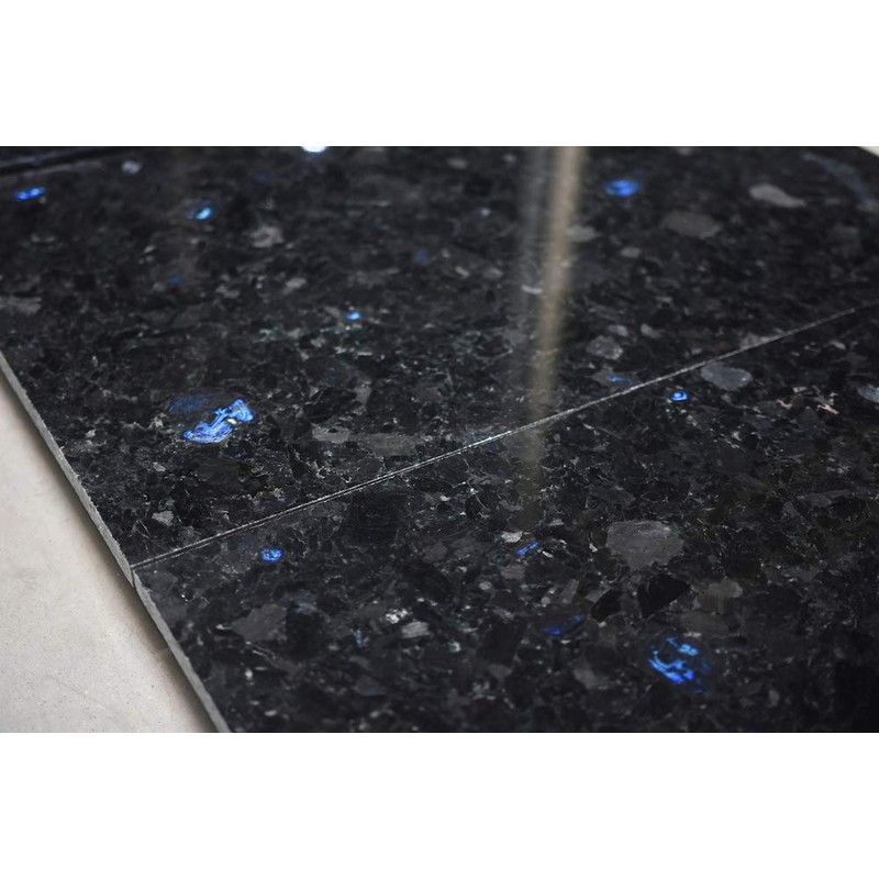 Tenedos Deep Black and Spark Blue Dot Granite Flooring Bathroom