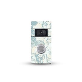 MightySkins Carbon Fiber Skin Compatible with Ring Video Doorbell (2nd Generation) - Blue Seashells | Protective, Durable Textured Carbon Fiber Finish | Easy to Apply