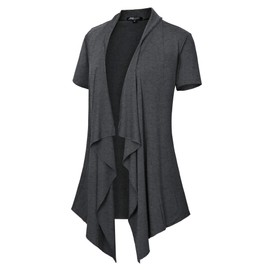 Urban CoCo Women's Short Sleeve Open Front Drape Loose Cardigan (2XL, Grey)