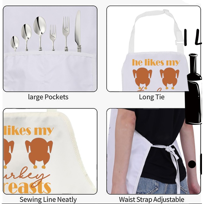 BNQL Thanksgiving Couples Apron Turkey Breast Drum Stick Apron Fall