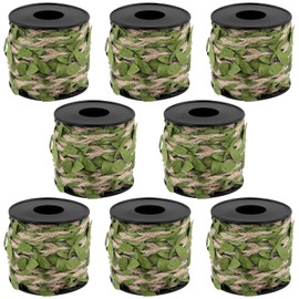 MUKCHAP 8 Rolls Burlap String Twine Leaf Ribbon 5mm x 10m, Jute String with Green Leaves for Home Decor, DIY Crafts