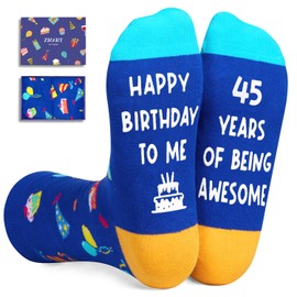 Zmart 45th Birthday Gifts Ideas - Men Women 45 Year Old Birthday Gifts for Old Aged Him Her, 45th Socks for Female Male