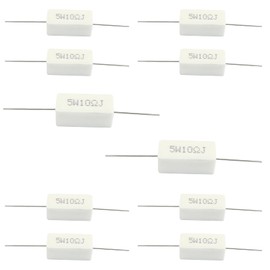 Waziaqoc 10PCS 5W 10 Ohm Ceramic Resistor Set, PCB Mount, White, 10x10x1.5cm, Electronics