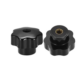 TA-VIGOR 2Pcs Star Knob Grip Handle M8 x 50mm Dia Brass Insert Female Thread Black