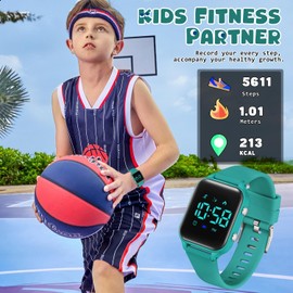 Waterproof Fitness Tracker Watch for Kids Teens No App Birthday Christmas Gifts for Ages 5-13 Kids Digital Watches for Boys Girls Sport Watch with Pedometer Stopwatch Vibration Alarm