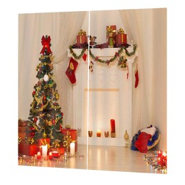 LIOOBO Christmas Curtain Waterproof Curtain Vivid Christmas Tree Curtain Window Curtains for Bedroom Living Room Balcony Christmas Party