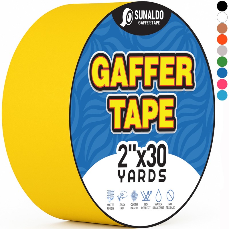 SUNALDO Gaffers Tape Heavy Duty, Easy to Rip, Residue-Free Professional