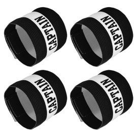 YOKIVE 4 Pcs Captain Armband, Nylon Protective Arm Badge, Adjustable Flexibility, Great for Team Training, Competitions (Black, 11.8 x 3.5 Inch)