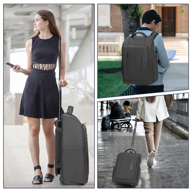 GOTECH Rolling Backpack Waterproof Commuter Backpack with Wheels for Business,