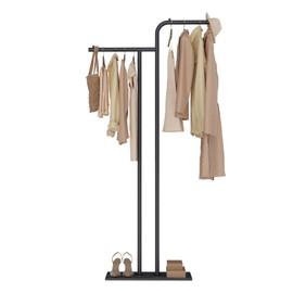 GUOHNHE Metal Coat Rack Freestanding, Coat Hanger Stand with Rock Slab Base, Sturdy Clothes Rack, Modern Garment Rack, for Bedroom, Hallway, Entryway, 70.9 Inches High, Black, GYJ201B