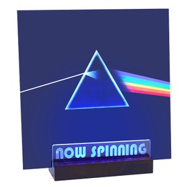 Now Spinning Vinyl Record Stand - Lighting Vinyl Record Storage Holder, Wooden Lp Record Holder Stand, Multiple Colors LED Lights Vinyl Record Display, Record Accessories, Gifts for Vinyl Record Lover