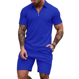 EISHOPEER Men's TShirt Outfits 2 Piece Tracksuit Royal Blue XX-Large