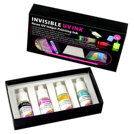 Professional Invisible UV Ink for Inkjet Printers 4 Colors Set, 10 ml/Color, Blacklight Ink for Real Invisible Images