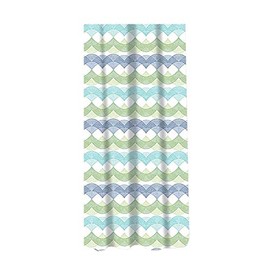 Sabichi Waves PEVA Shower Curtain - 180 x 180 cm (71 x 71 Inch) - Waves Patterned - Multicolour Shower Curtain - Mould Resistant - Easy To Clean - BPA Free - Includes 12 Plastic Hooks