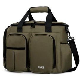 MIER Caja de almuerzo para hombres, bolsa de almuerzo aislada resistente de 20 latas, bolsas enfriadoras grandes y suaves a prueba de fugas con múltiples bolsillos para picnic, trabajo, viaje (verde