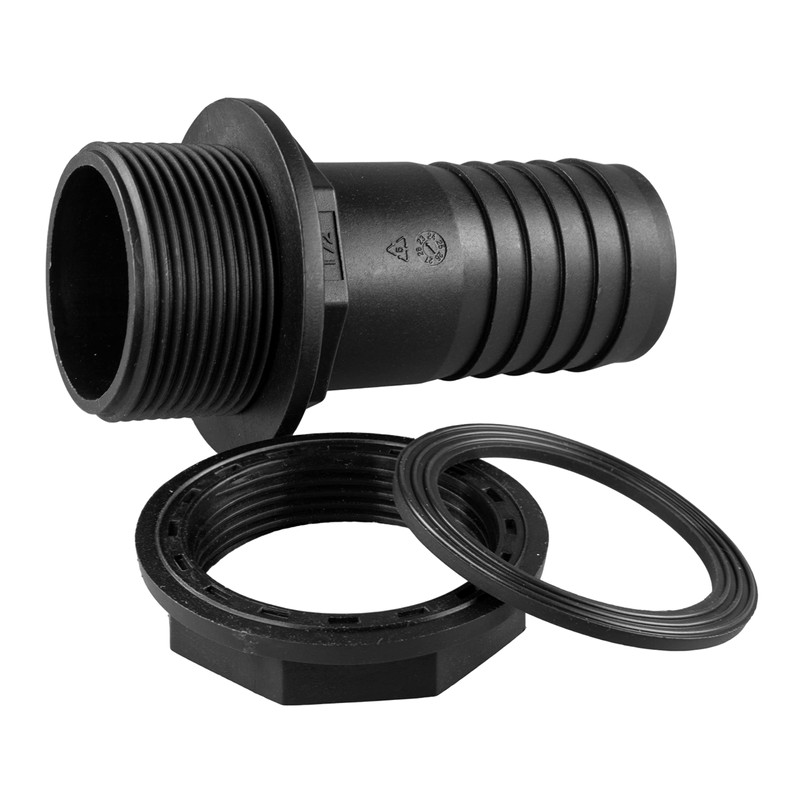 Water butt/rain barrel/water storage tank barbed hosetail for overflow/outlet,1/2"-2" options