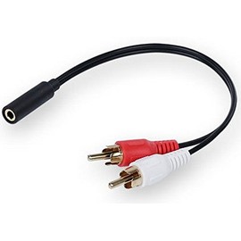 Single Pack 3.5mm Stereo Female Mini Jack to 2 Male RCA Plug Adapter Y-Cable 6-Inch Gold Plated Connector