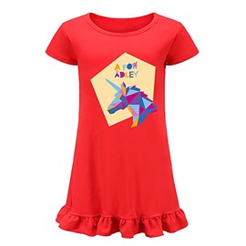 OAIXIUR Adley Merch Girls Nighties Fashion Summer Dress (Red,6-7 Years)