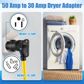 Kanayu 30amp Dryer Adapter Compatible with Nema 6-50p to 10-30r Adapter 3 Prong Male Plug to 3 Female Receptacle Welder to Old Style Dryer Power Ev Power Cord Connector